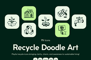 Recycle Doodle Art Set, an Outline Icon by Vectors Market
