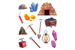 Mining elements. Game mining props, an Object Illustration by the8monkey