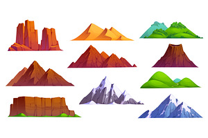 Cartoon mountains and hills, an Illustration by Vector Tradition