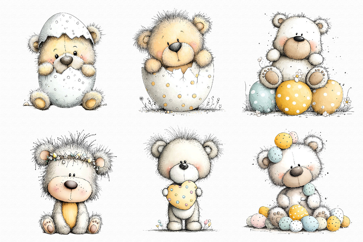 Whimsical Easter Teddy Bear Clipart, an Illustration by Libby Wishes (Photo 6 of 7)
