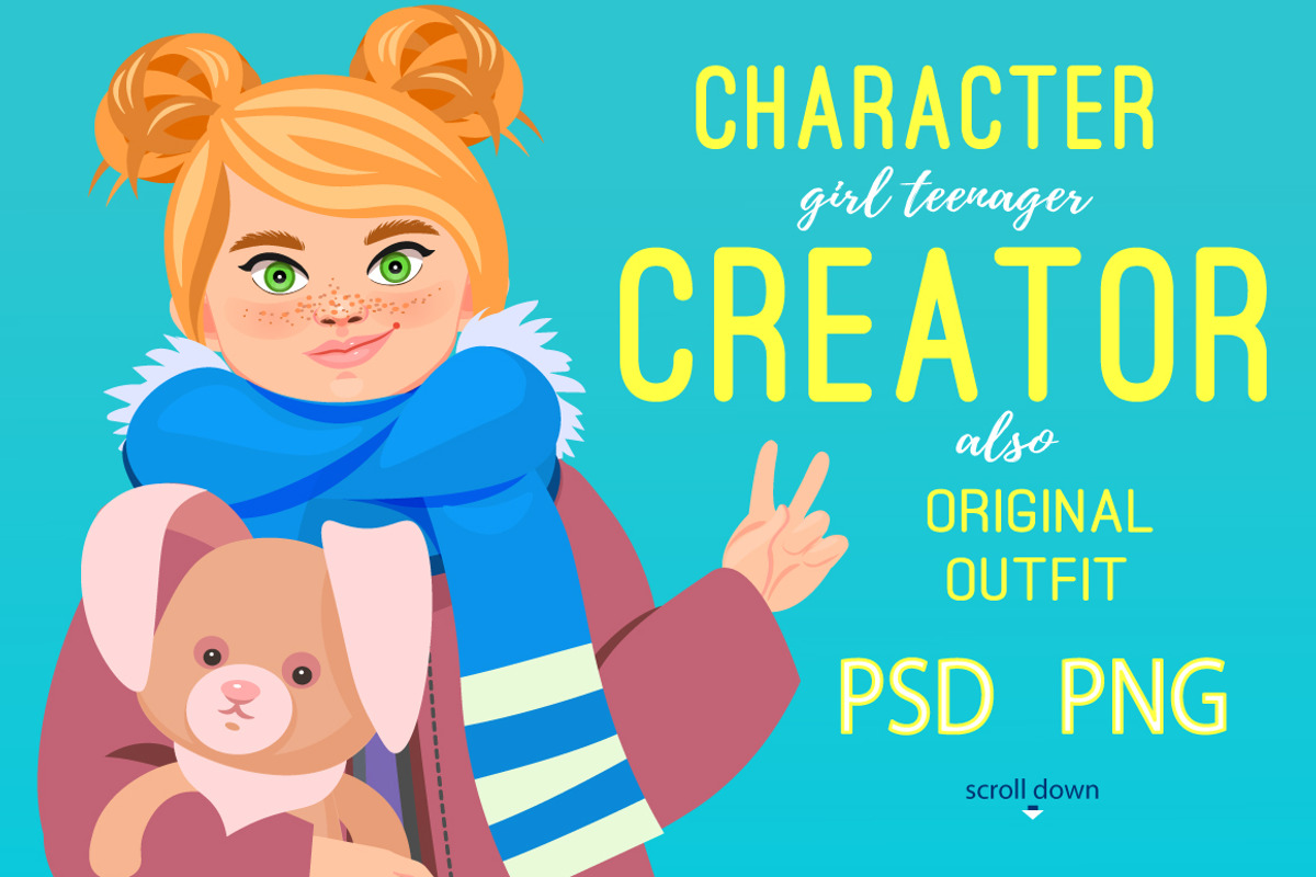 teenager CHARACTER CREATOR (PSD), a Person Illustration by Mandarinkas art (Photo 1 of 6)