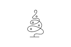 Swirling Line Christmas Tree, a Branding & Logo Template by Vectorium Studio