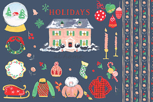 Retro Holiday Clipart Graphics