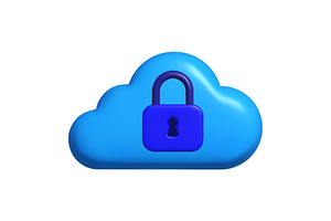 This blue cloud shows a padlock to, a Technology Illustration by Woters little shop