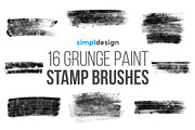 16 Grunge Paint Photoshop Brushes, a Brush Add-On by SimplDesign (Thumbnail 1 of 2)