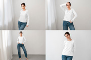 16 Woman long sleeve t-shirt mockups, a Shirt Mockup by Moixo studio (Thumbnail 10 of 10)
