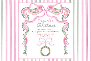 Coquette Christmas Pink Bow Greenery