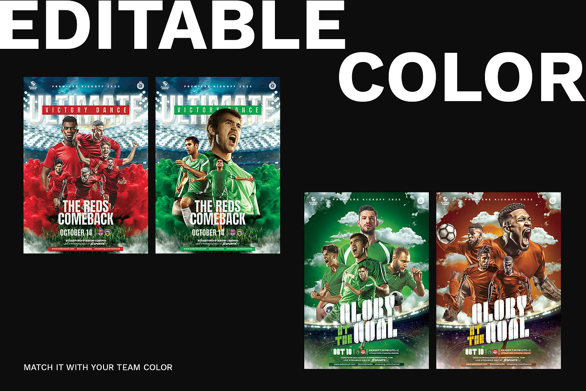 5 Football Poster Templates, a Flyer Template by Bornx Design (Photo 6 of 8)