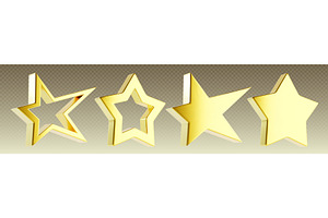 Gold 3d star set on transparent, an Object Illustration by art PVP - market