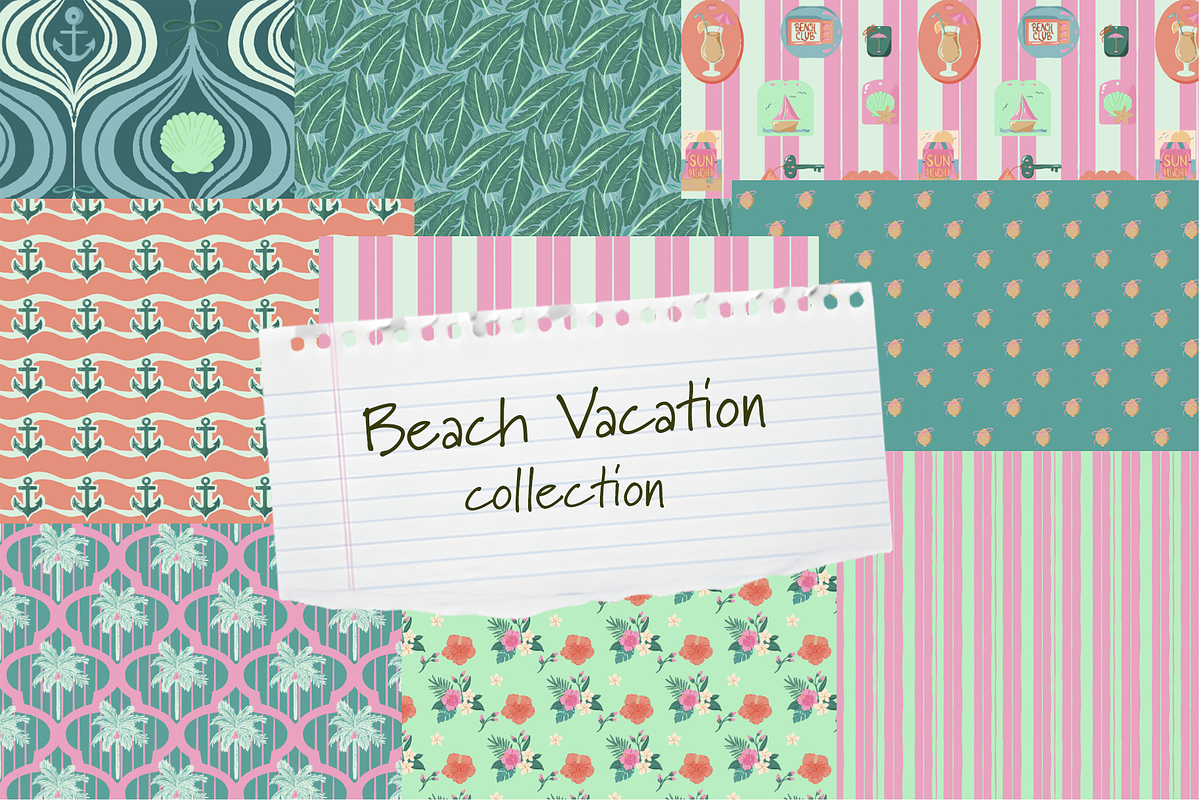 Beach Resort Vacation Patterns, a Pattern Graphic by Little Creative Scribbles (Photo 7 of 9)