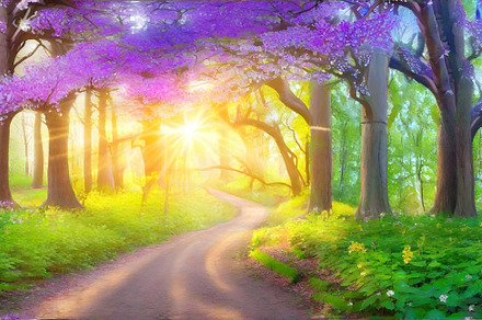 Magical forest path at sunrise, a Nature Photo by Anamul Haque Anik
