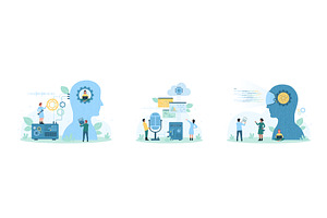 AI service and digital network, a Technology Illustration by Flashvector