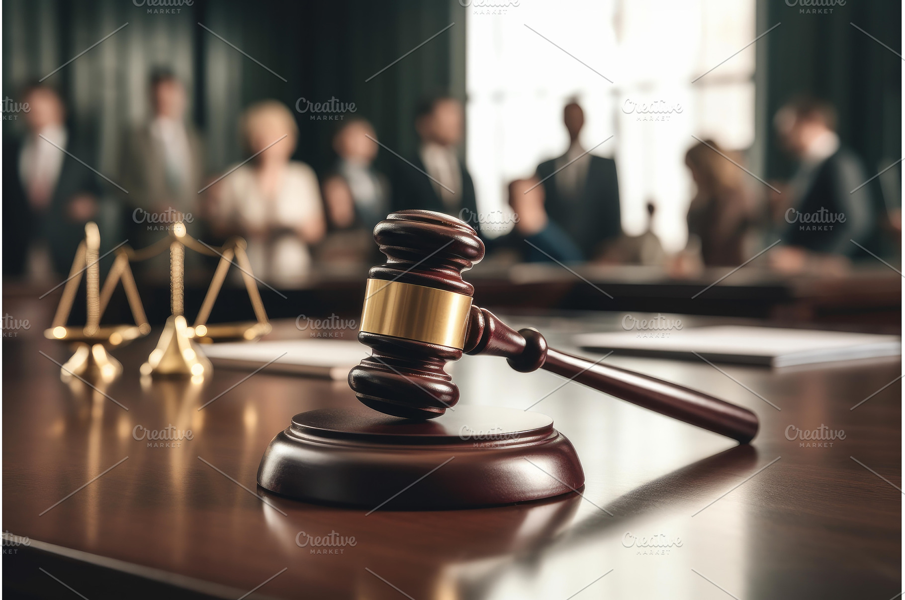 Judge's gavel resting on sound block, an Abstract Photo by Ylivdesign