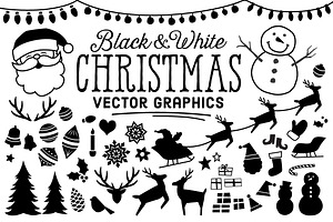 B&W Christmas Icons, an Icon by Illustrations by Jessie