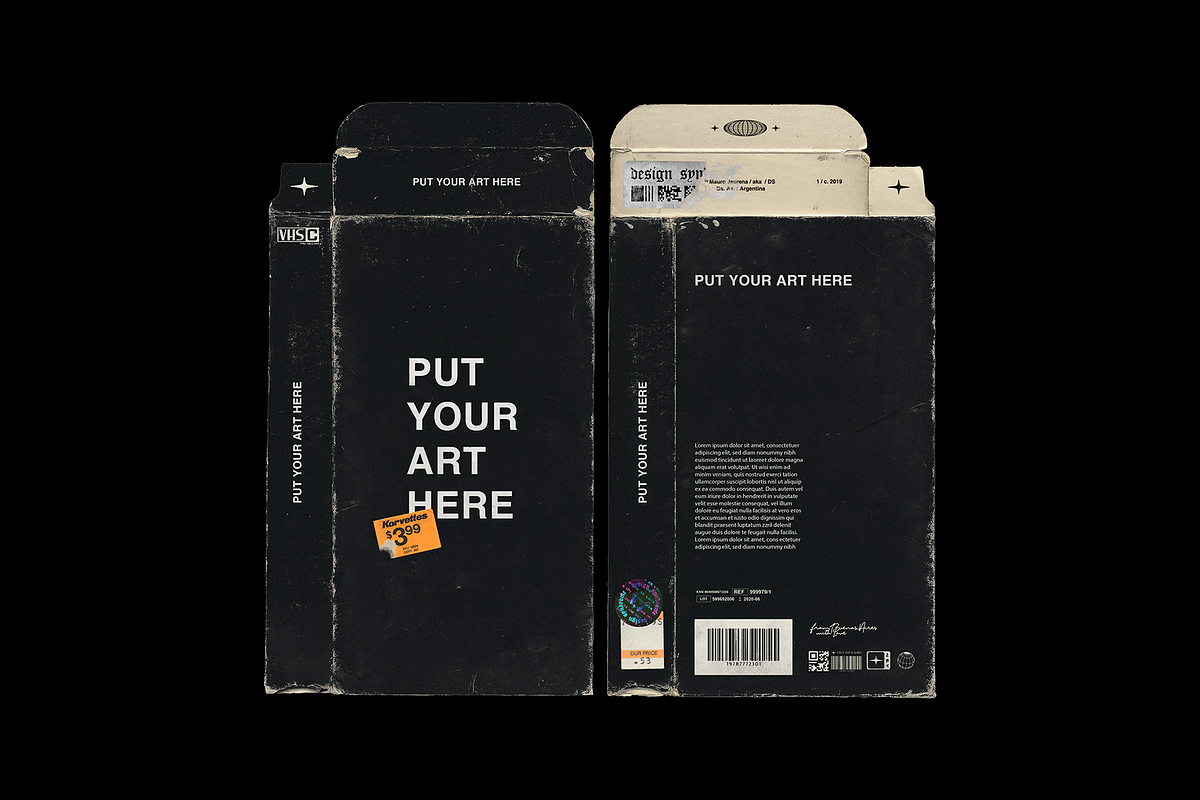 Distressed VHS Sleeve Mockup, a Print Template by Design syndrome (Photo 2 of 3)