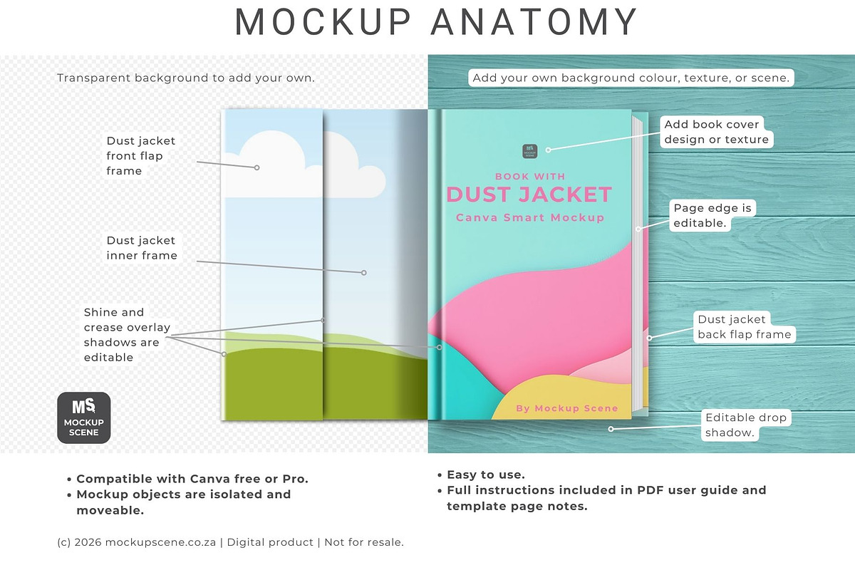 Book with Dust Jacket Canva Mockup, a Books & Magazine Mockup by Mockup Scene (Photo 6 of 13)