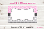 Pink Damask Business Card Template, a Business Card Template by Pinkinks (Thumbnail 2 of 2)