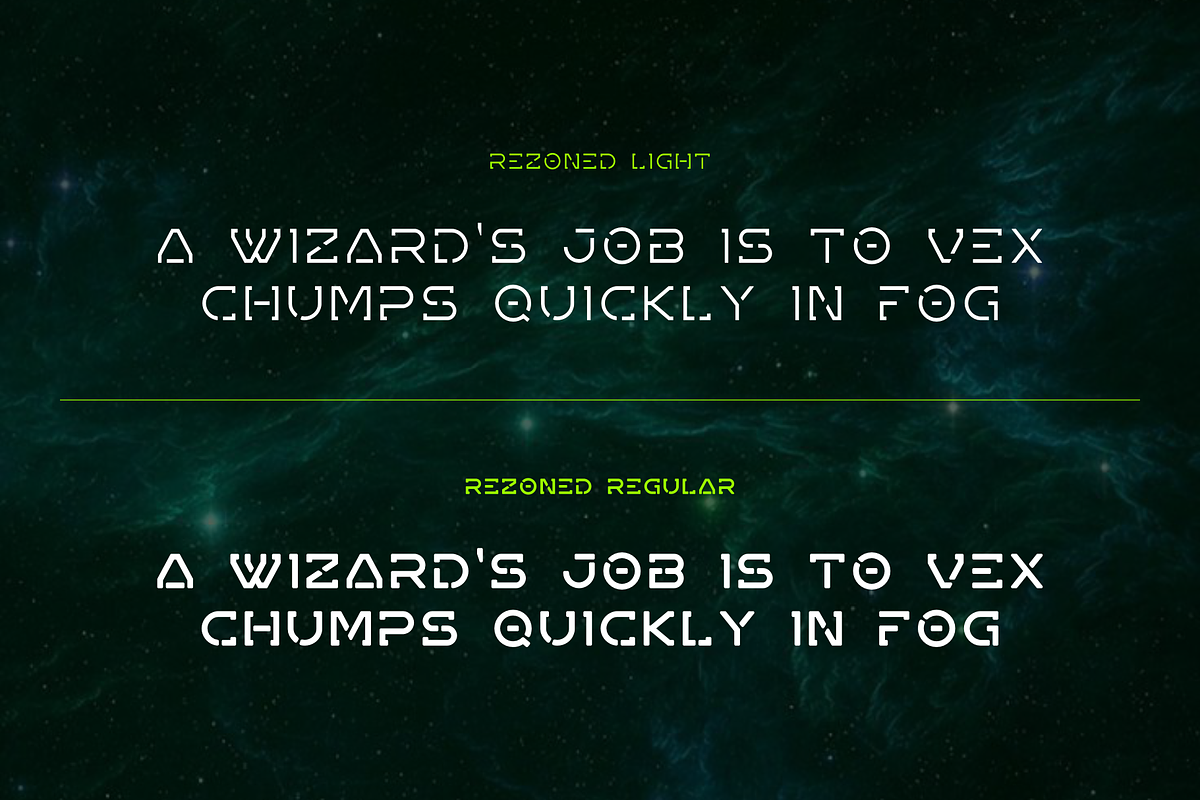 Rezoned - Futuristic Font, a Font by Rudest Studio (Photo 3 of 4)