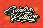 Santos Kulture Modern Calligraphy, a Script Font by stylishtype.co (Thumbnail 1 of 20)