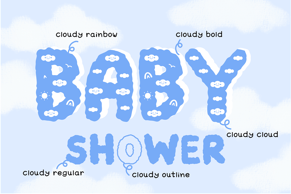 Cloudy - Cute Decorative Font, a Symbol Font by Kanink Studio (Photo 2 of 15)