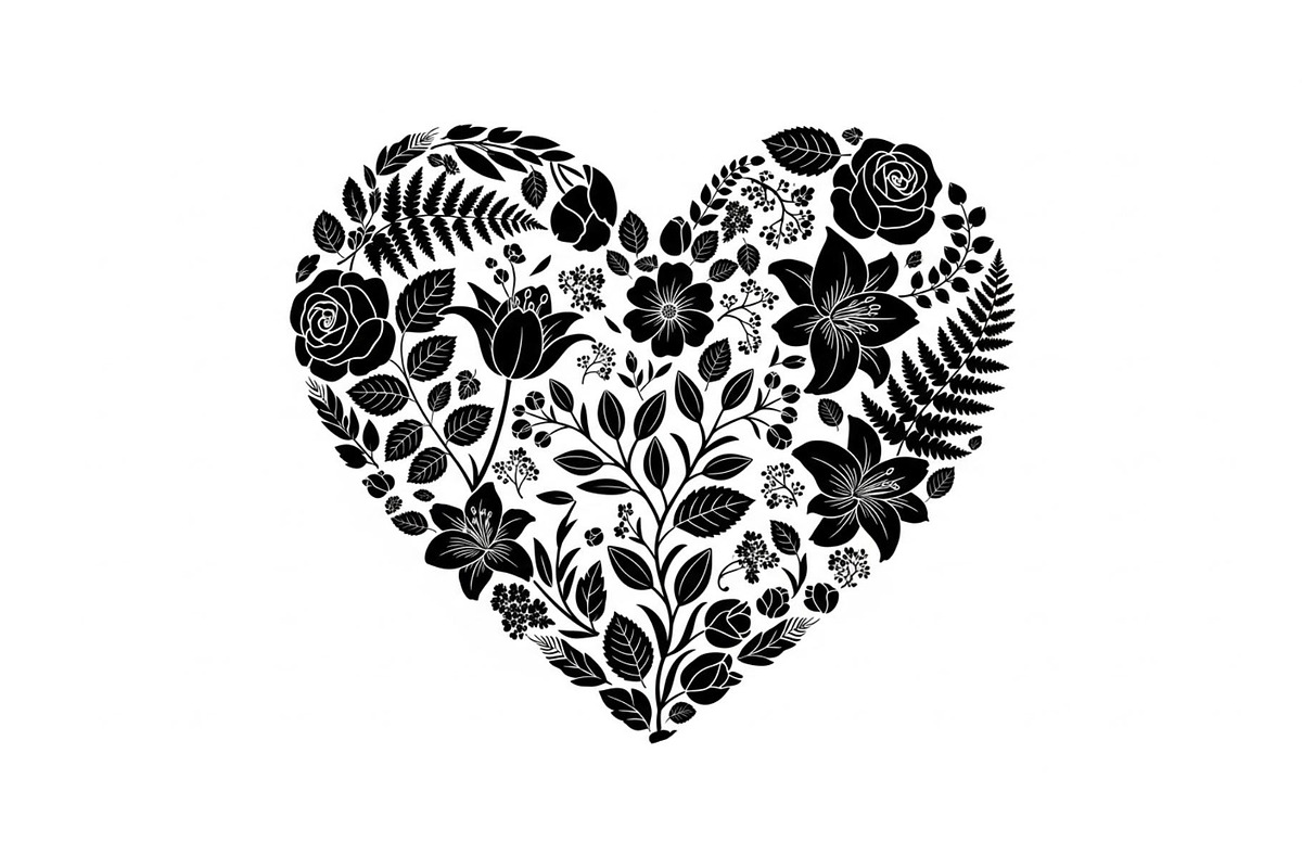 Floral Heart Silhouette Bundle, an Illustration by Designs_River (Photo 3 of 31)