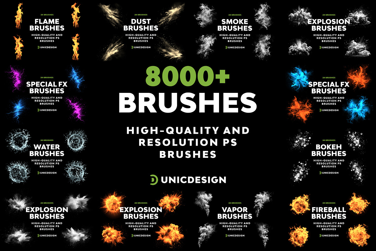 All Brushes Bundle 8000+ (1.0.3), a Brush Add-On by UnicDesign (Photo 1 of 6)