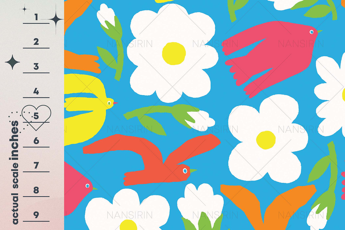 Bird and Daisy Seamless Pattern Set, a Pattern Graphic by Nansirins Studio (Photo 2 of 9)