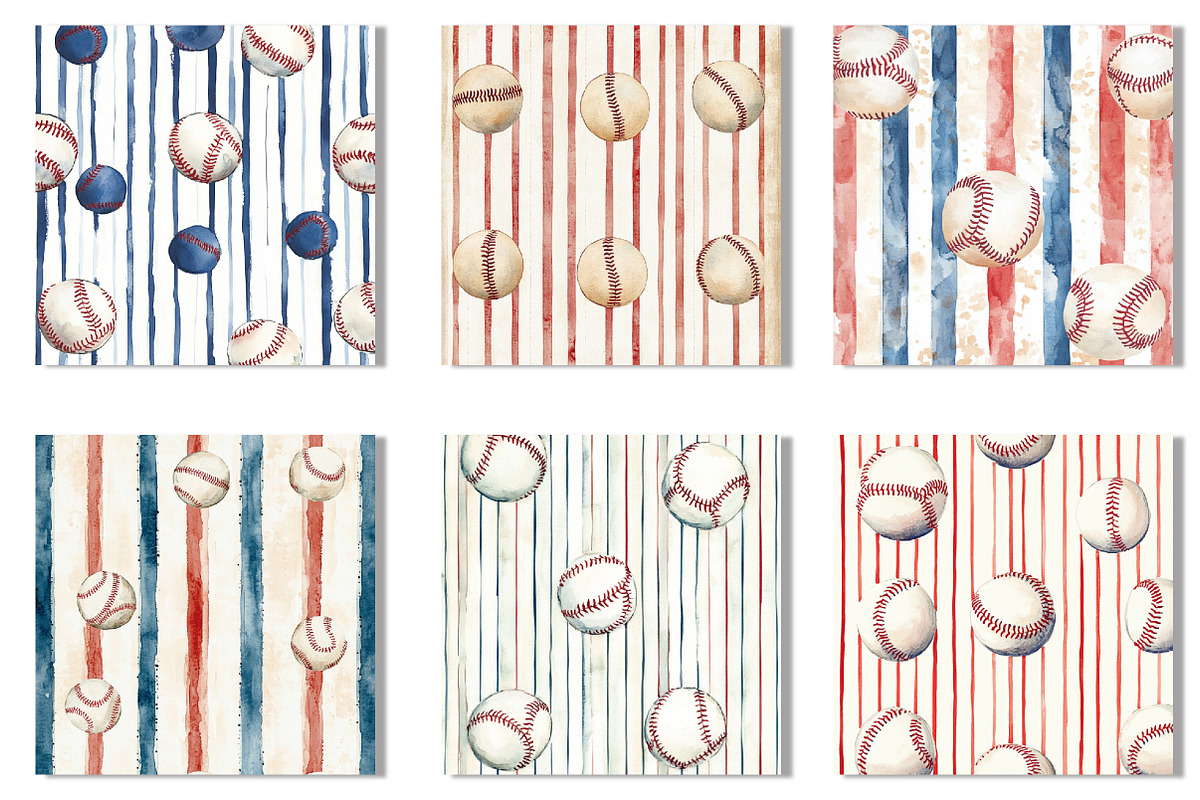 Baseball Digital Paper, an Illustration by SinaCreation (Photo 3 of 9)