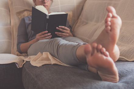 Couch and book