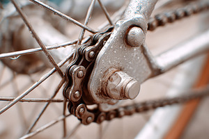 Close-up of bicycle chain and wheel hub, a Transportation Photo by AlyaAnd