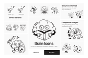 Cute Brain Icons, a Solid Icon by Prosymbols (Thumbnail 4 of 6)