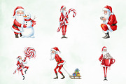 Watercolor Funny Skinny Santa Bundle, an Illustration by Creative Art (Thumbnail 5 of 10)