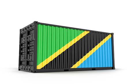 Container with flag of Tanzania