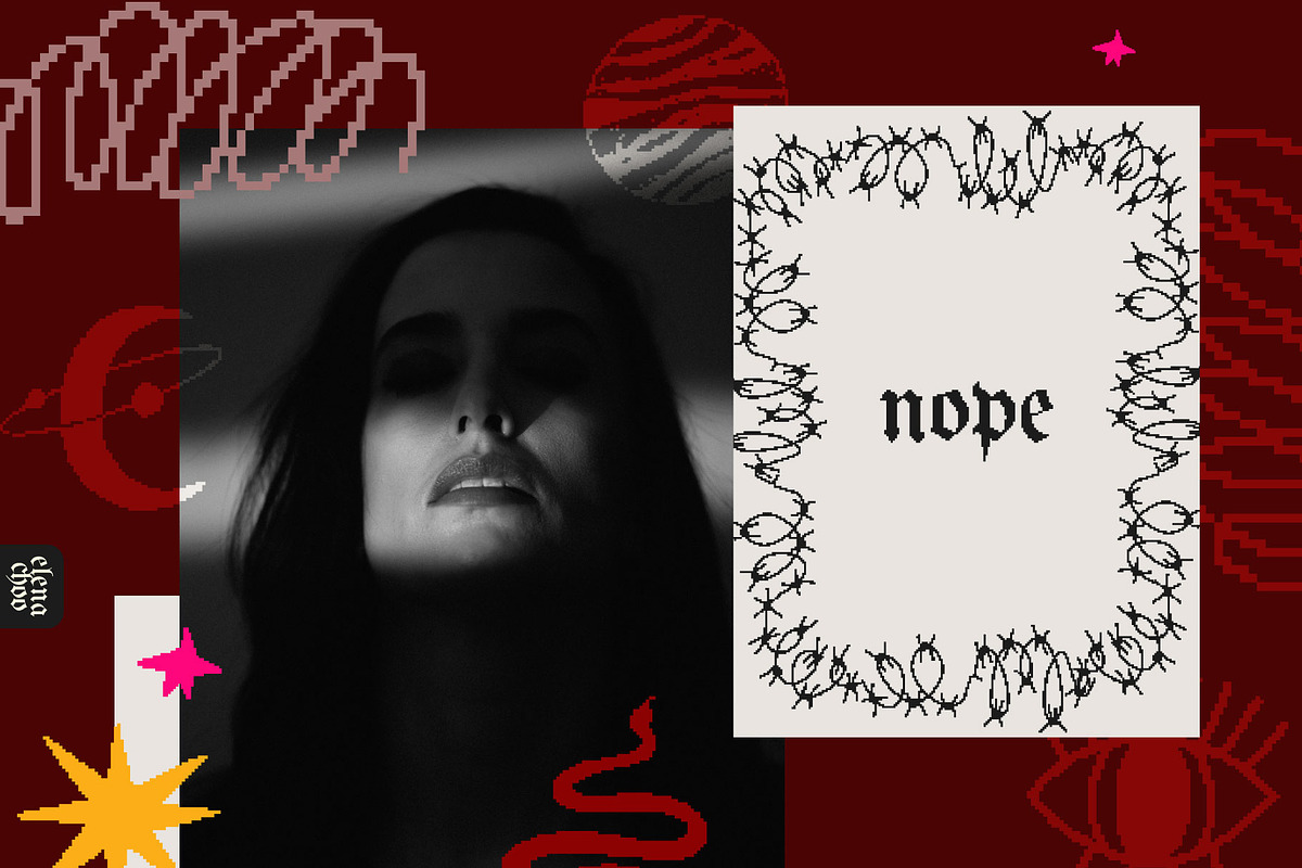 Noir Valentine punk pixel doodles, an Object Graphic by Elena Choo (Photo 2 of 13)
