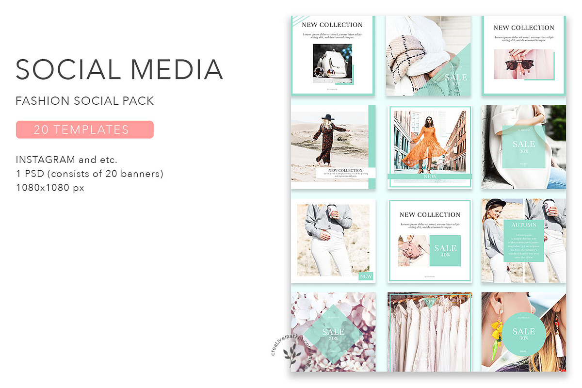 Instagram / Fashion Social Pack, a Social Media Template by Blossom (Photo 1 of 6)