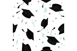 Graduate Caps In The Air, Seamless