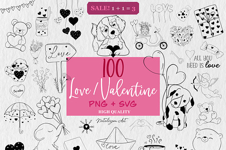 100 Valentine Love SVG PNG Bundle