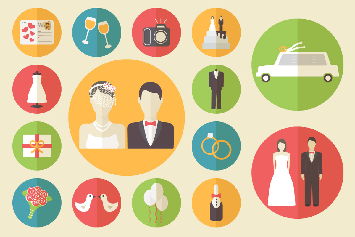 Wedding icons set preview 2