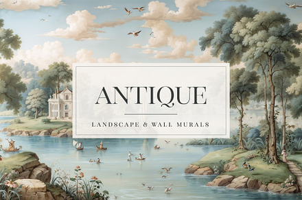 French Antique Landscape Wallpaper, a Wallpaper Graphic by by creative paper