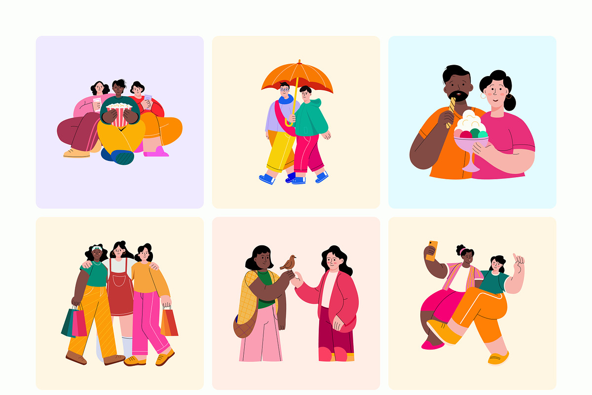 Friends Illustration Art Set, a Person Illustration by Vectors Market (Photo 7 of 9)
