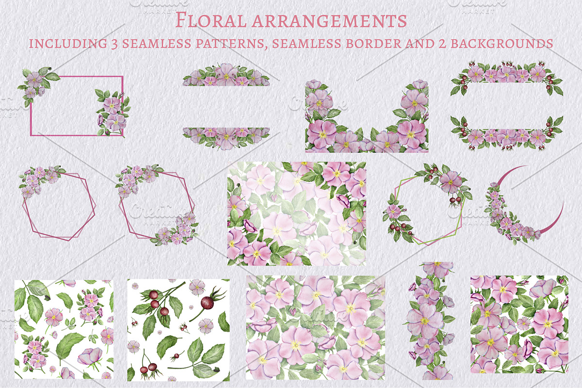 Rose Hip Flowers Clipart, a Decorative Illustration by Milla_Zelenyuk_art (Photo 6 of 7)