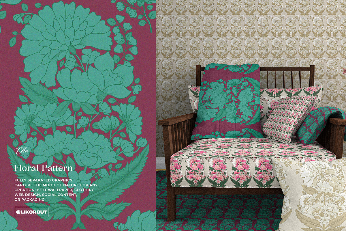 Paisley Floral Ornamental Pattern, a Pattern Graphic by likorbut (Photo 4 of 13)