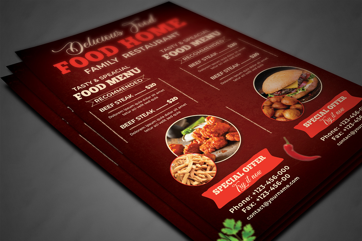 Restaurant Menu, a Flyer Template by AfzaalGraphics (Photo 3 of 4)