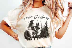 Cowgirl Christmas PNG, Vintage