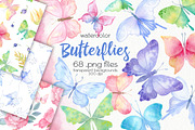 Watercolor Butterfly ClipArt, an Animal Illustration by OllyKo Art (Thumbnail 1 of 7)