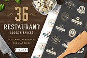 36 Restaurant Logos and Badges, a Branding & Logo Template by Vasya Kobelev (Thumbnail 1 of 16)