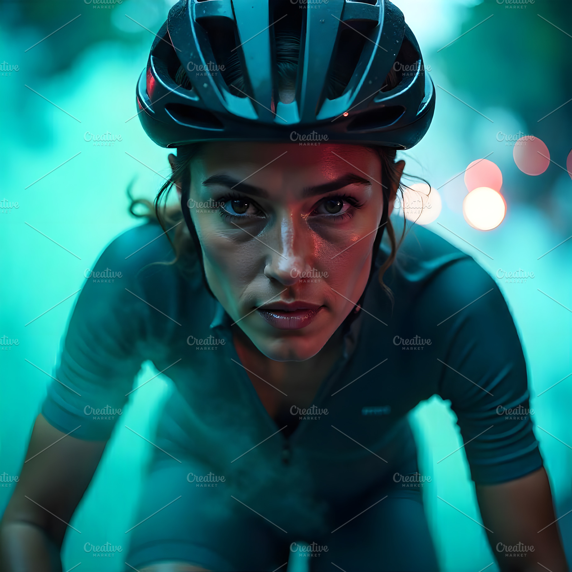 Determined Female Cyclist Racing at, a Sports & Recreation Photo by Stock Shape