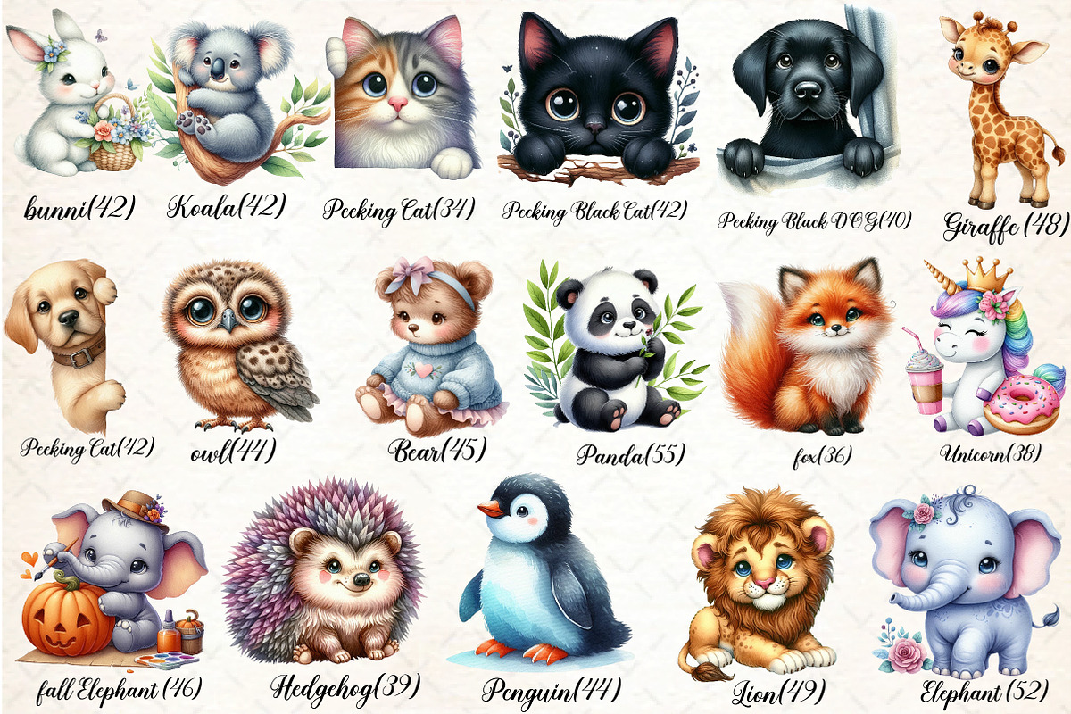 Watercolor Animals Clipart Bundles, an Illustration by DreamCafeArt (Photo 2 of 7)