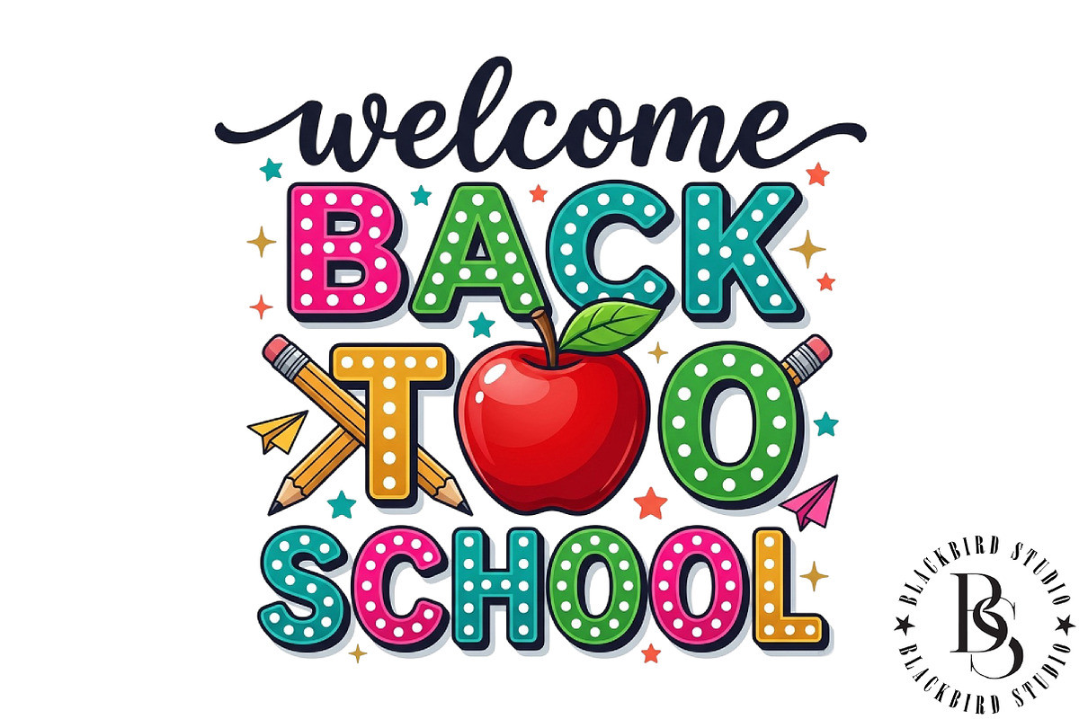 Retro Back to School PNG, an Education Illustration by Black Bird Studio (Photo 1 of 3)