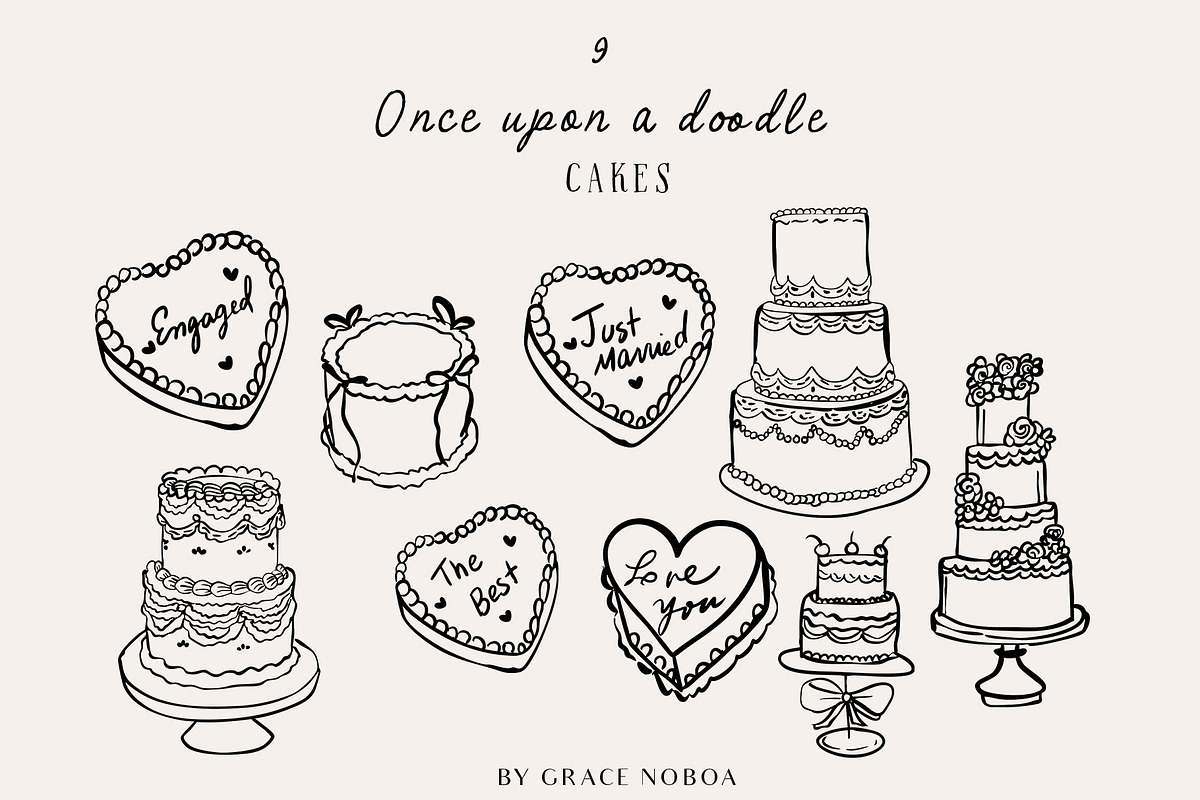 Whimsical doodle Line art svg vector, a Decorative Illustration by Grace Noboa Illustrations (Photo 15 of 19)